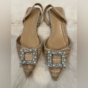 ZARA Raffia Slingbacks, size 8